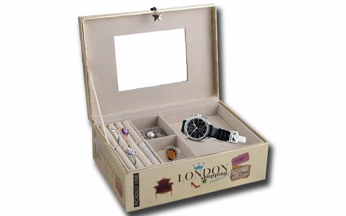 Jewellery Box 23x16.5x9cm, London Shopping Addict  Gold Color, Deluxa 40557