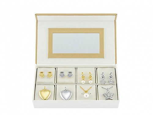 Pierre Cardin PXX0187 Jewelry Collection of Gold, Silver, Pearl and Rhinestone Jewelry Set with 4 Necklaces and 4 Couples Earrings in Luxury Package