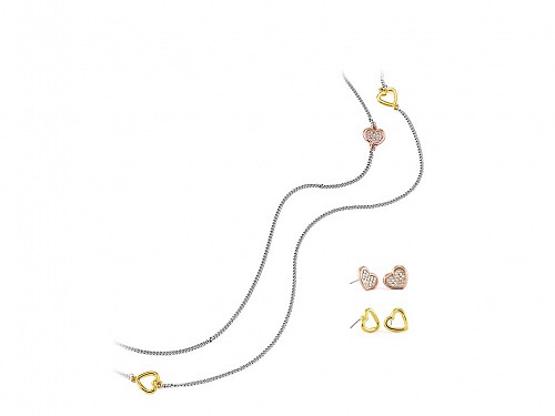 Pierre Cardin PXN6422 Set 4 Necklace with 4 Earrings Gold, Rhodium, Silver and Crystal