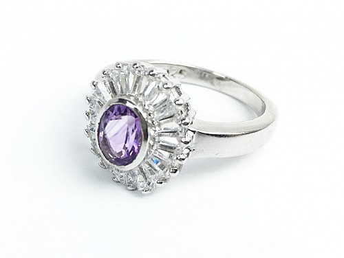 Handmade Women's Jewelry Ring with Silver 925 and Purple Zircon Gemstone
