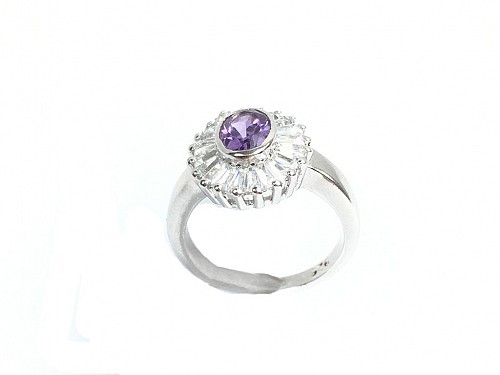 Handmade Women's Jewelry Ring with Silver 925 and Purple Zircon Gemstone