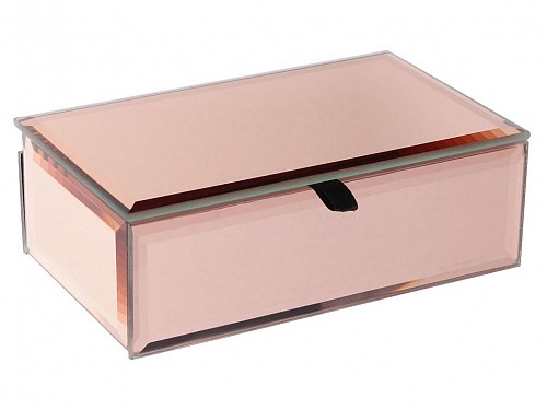 Glass Jewelry Case Jewelry box in rectangular shape with mirror effect and velvet lining, 16x9.5x5.5 cm