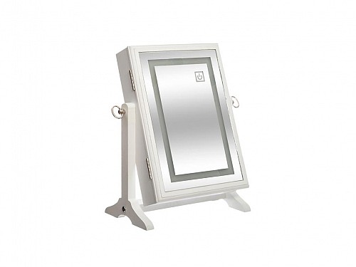 Επιτραπέζια μπιζουτιέρα κοσμηματοθήκη, ξύλινη με καθρέφτη και led φωτισμό, 31.1x17.5x35.8 cm