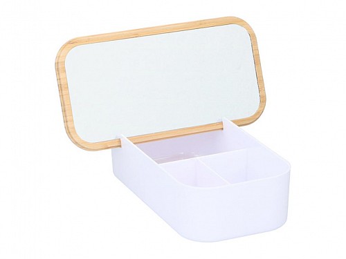 Alpina Jewelry box with mirror and bamboo lid, 25x13x7 cm, Jewelry box